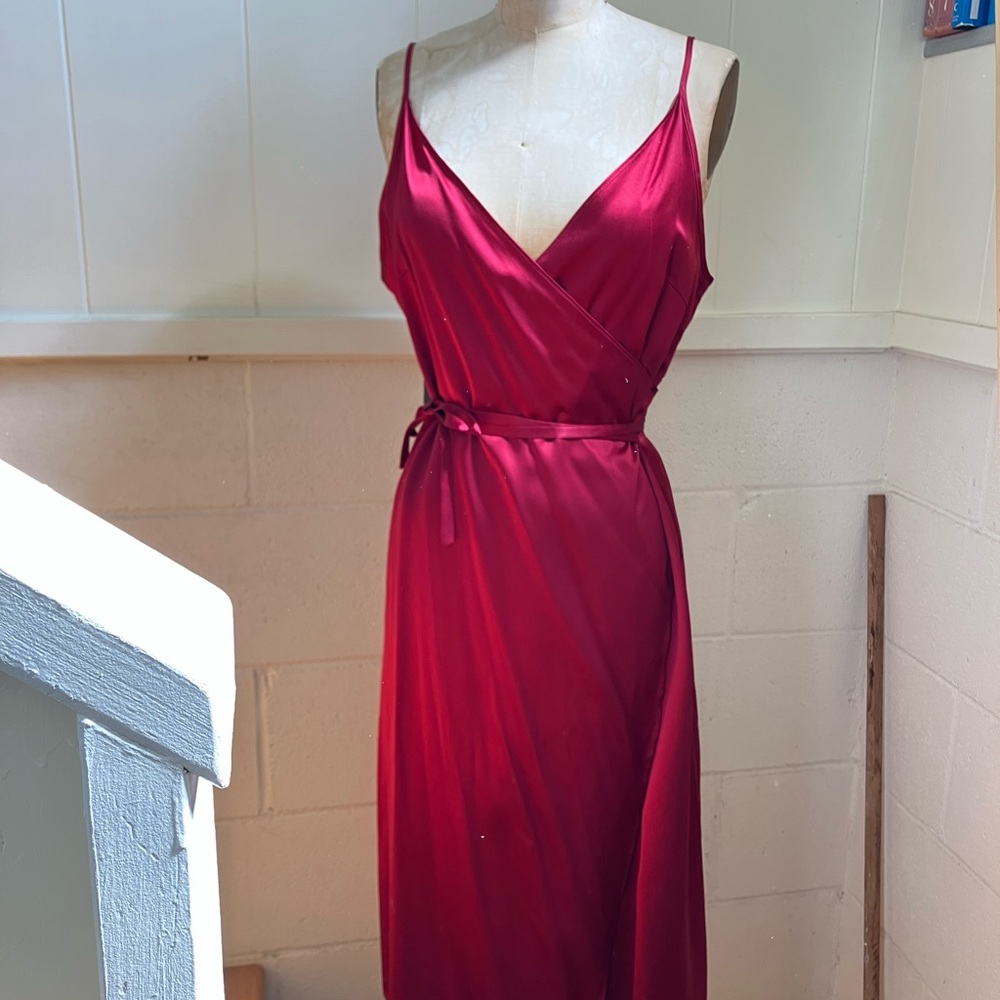 Red Silk wrap around dress